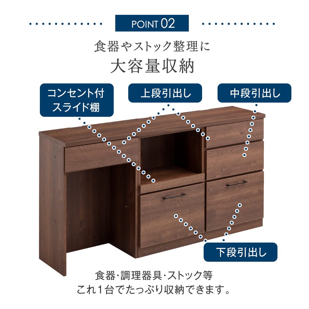 Amazon｜タンスのゲン キッチンカウンター 幅180cm 組み合わせ