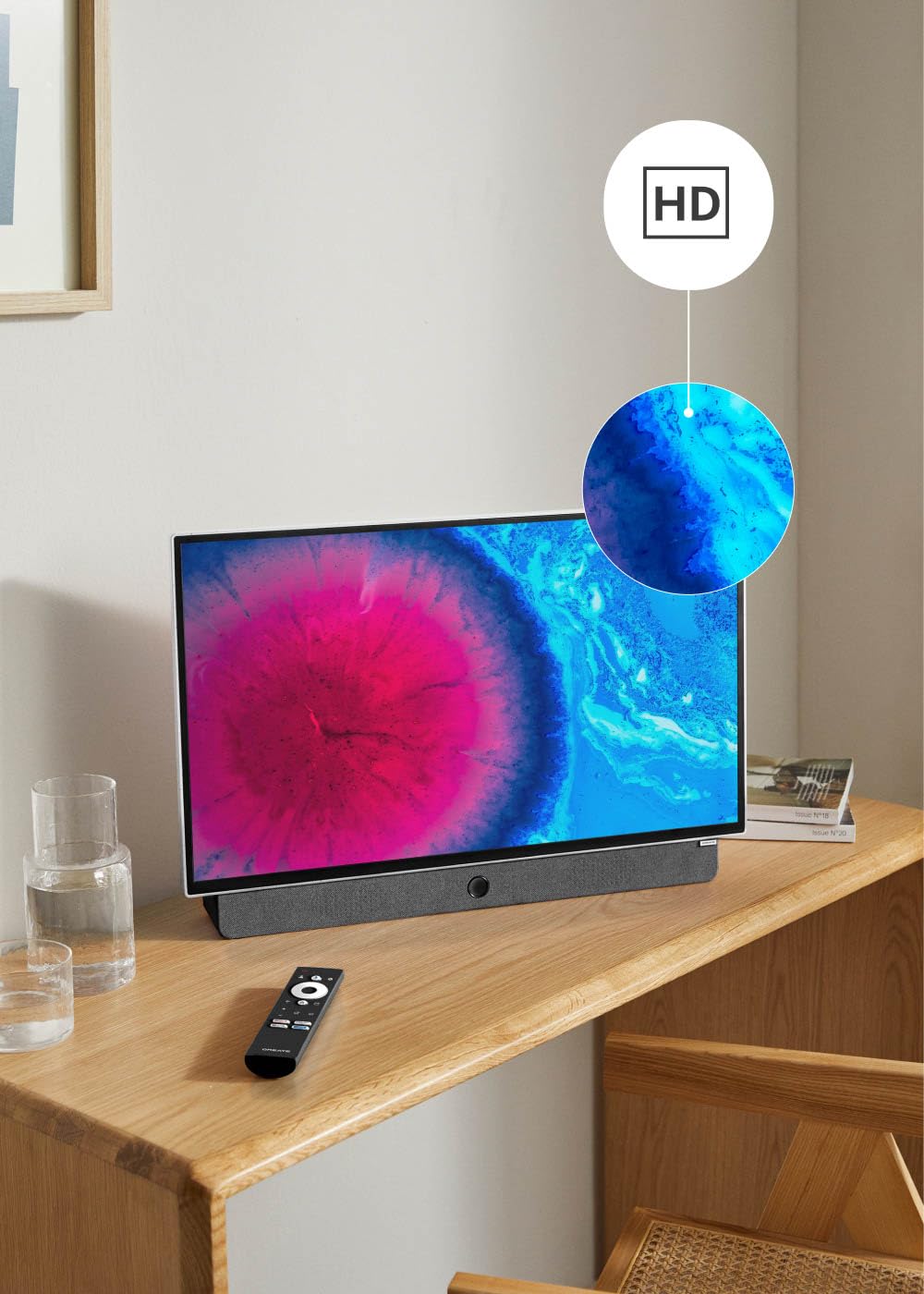 CREATE / TV Move Studio/Televisor Smart TV 24' portátil/con batería hasta 3h, Pantalla antirreflejos, Control por Voz, Alta definición, Dolby Audio, Bluetooth 5.1, Google TV
