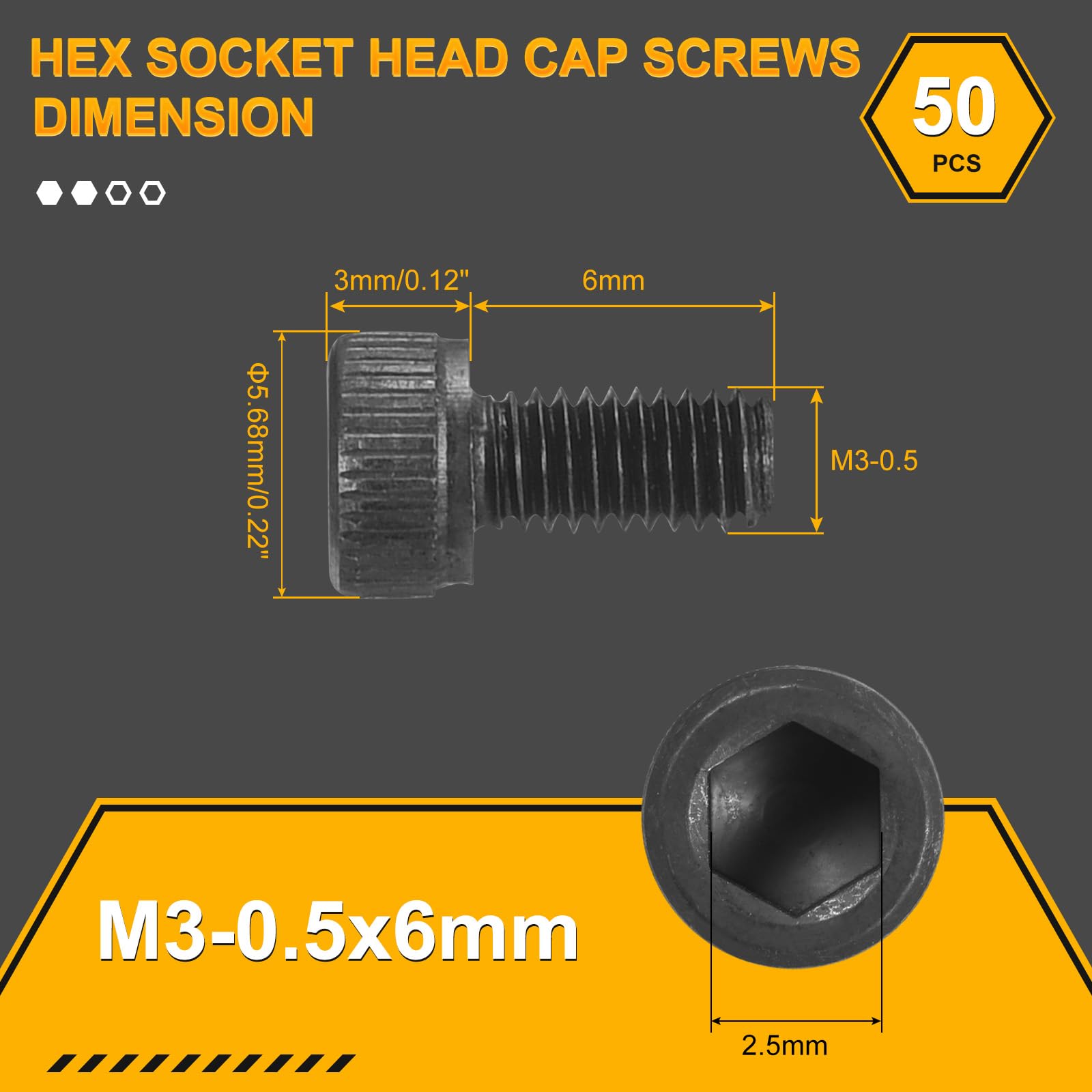 50 Viti A Testa Esagonale M4-0.7x10 - Acciaio Carbonio, Nero, Per Bici E Auto - Foto 6