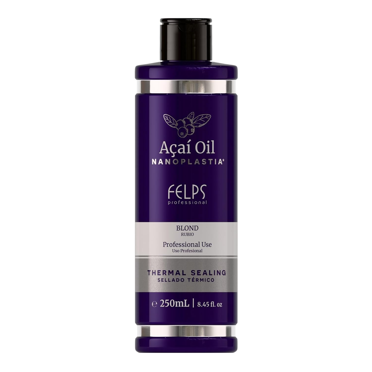 Felps Açai Oil Nanoplastia Thermal Sealing Treatment for Blond Hair, Professional Use, 250mL, 8.45 fl oz