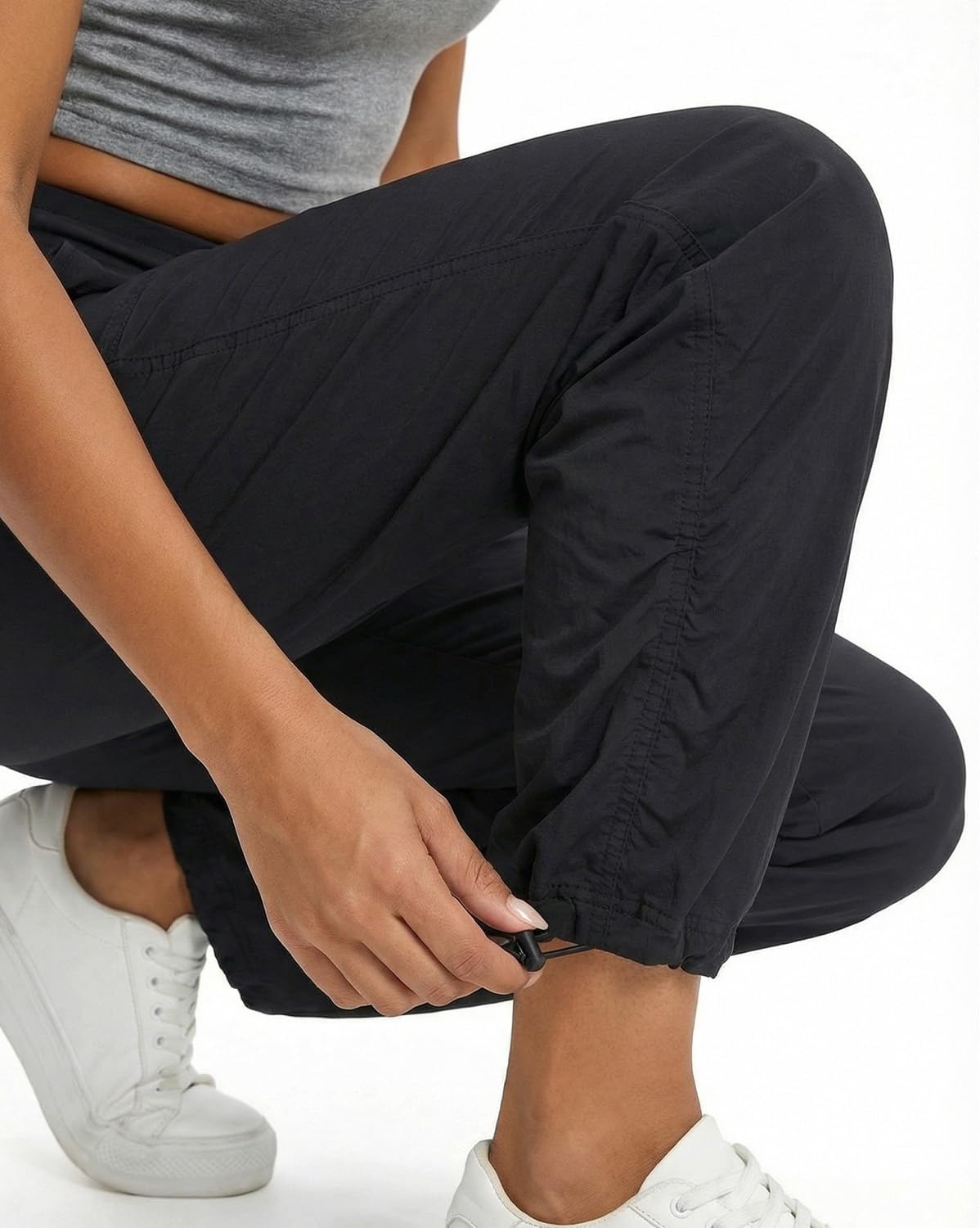 Zylioo Tall Women’s Lightweight Studio Pants, 32"/34" Inseam Relaxed Fit Ruched Leg Athletic Dance Pants with Pockets - Image 5