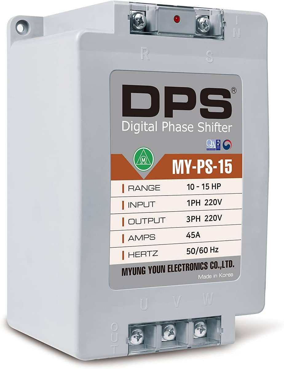 Single Phase to 3 Phase Converter, MY-PS-15, Best for 10Hp(7.5Kw) 30 Amp 200-240V Motor, Should Be Only Used for One Motor per One DPS, Input/Output 200V-240V