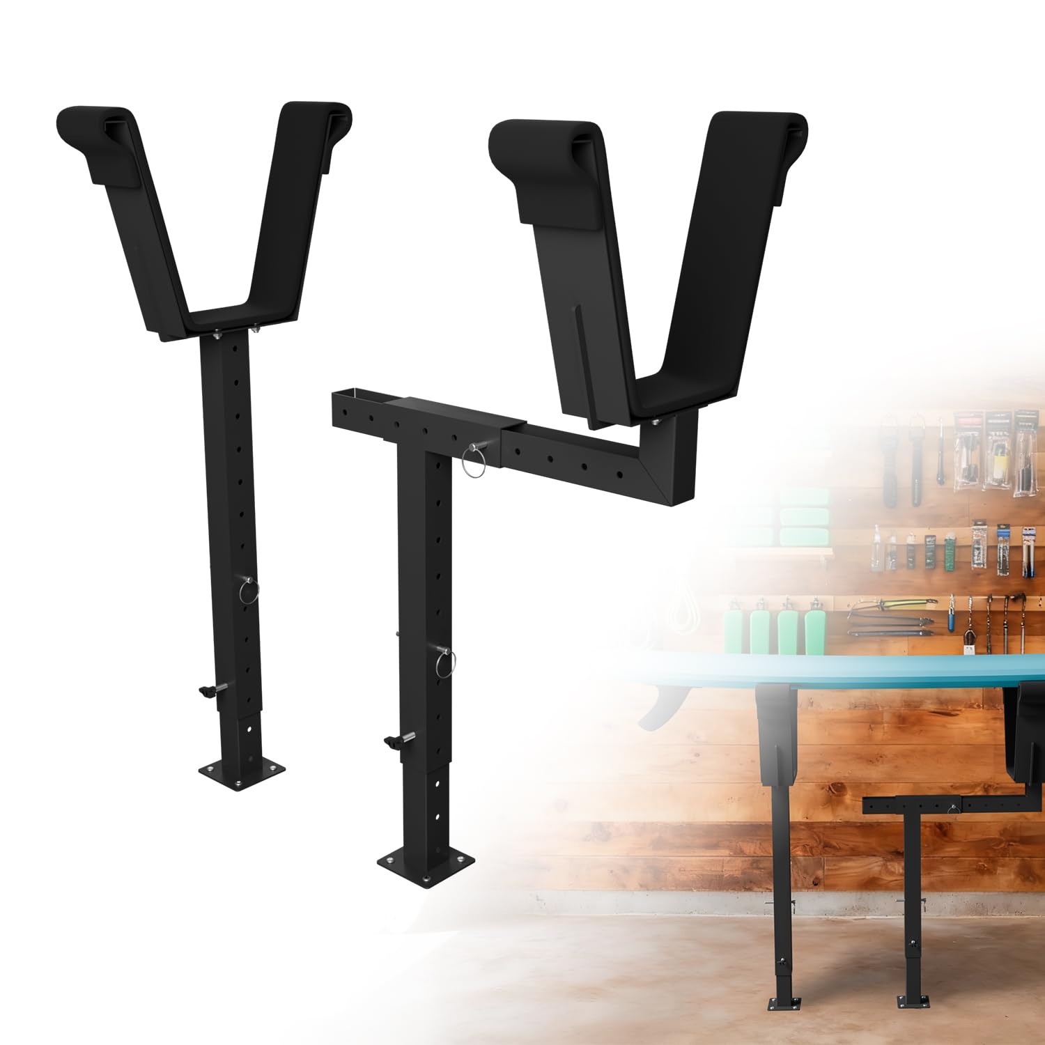 Knmuoep Adjustable Surfboard Shaping Stand, Heavy Duty Alloy Steel Black Surfboard Workbench, Suitable for Indoor Surfboard Shaping Work