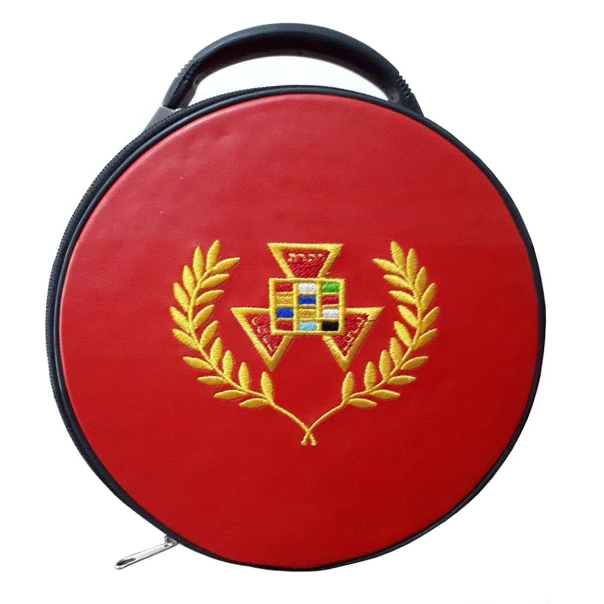 Bricks Masons Past Grand High Priest Royal Arch Chapter Crown Cap Case - Red Leather