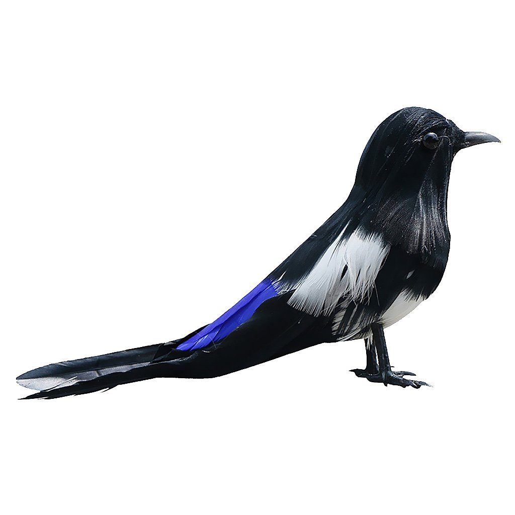 Artificial Bird Feathered Realistic Garden Home Decor Ornament Magpie