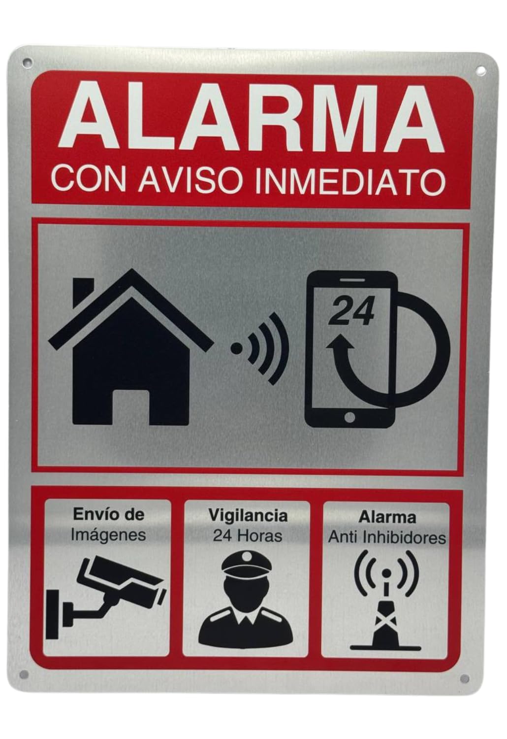 Cartel Videovigilancia - 21x28 cm - Aluminio - Grosor 0.8 mm - Señal Zona Videovigilada - Impresión UV - Cartel Alarma - Señal Videovigilancia homologado 21x28