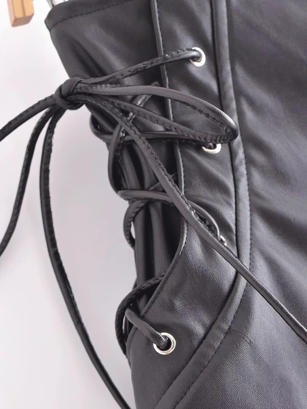 Röcke Damen,Damen-Minirock Schwarz High Waist Kordelzug Pu Hüftumwickelter Lederrock Mit Reißverschluss Schlanker A-Linie Einfarbiger Lässiger Kurzer Rock Für Mädchen Damen,S