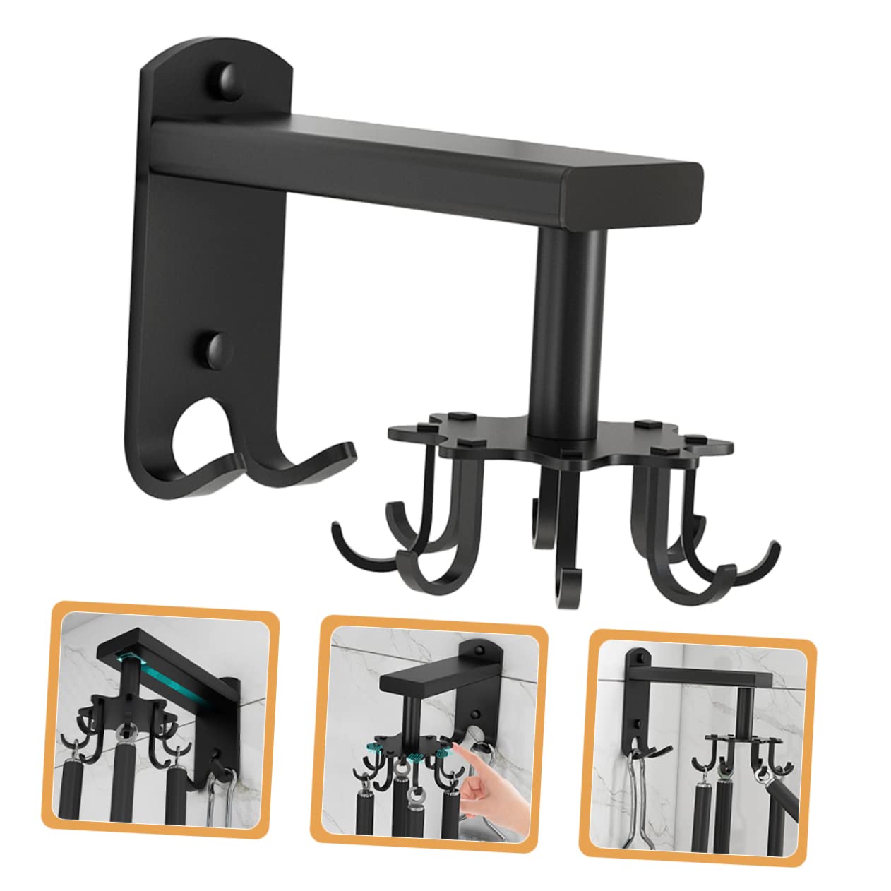 Milisten 1 Set Kitchen Swivel Hook Wall Hangers Hanging Utensil Hook Measuring Cup Organizer Wall Mount Clothing Hooks to Rotate Clothes Hook Wall-mounted Aluminum Alloy - Image 2
