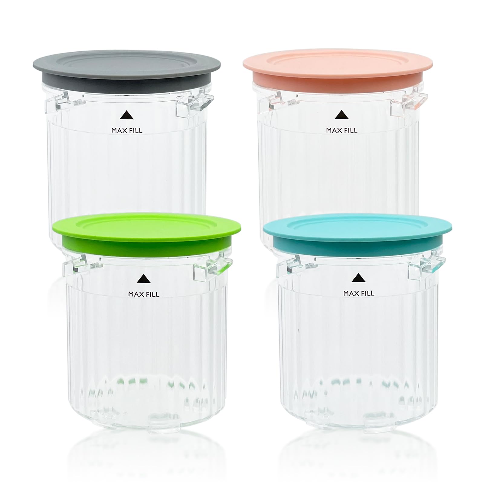 Pack of 4 Ice Cream Pint Containers and Lids for Ninja CREAMi Breeze NC100 & NC200 Series CREAMi Ice Cream Makers, Replacement Cups BPA-Free & Dishwasher Safe