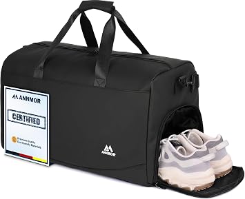ANNMOR Sac de Sport et Voyage 57L avec Poche Étanche et Compartiment Chaussures Ventilé