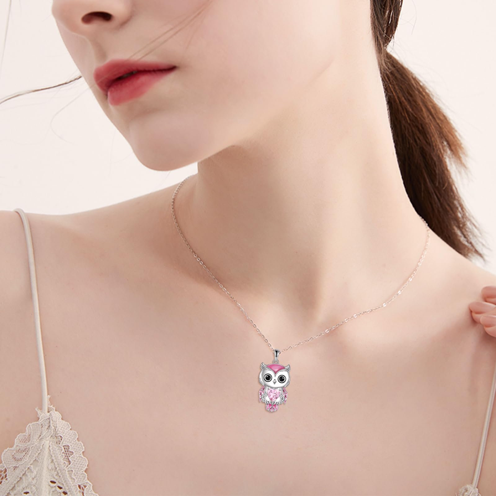 Vadmans Collar de Búho Regalos de Joyería para Las Mujeres 925 de Plata Esterlina Piedra de Nacimiento Búho Colgante Collar de Joyería de Navidad para Las Niñas