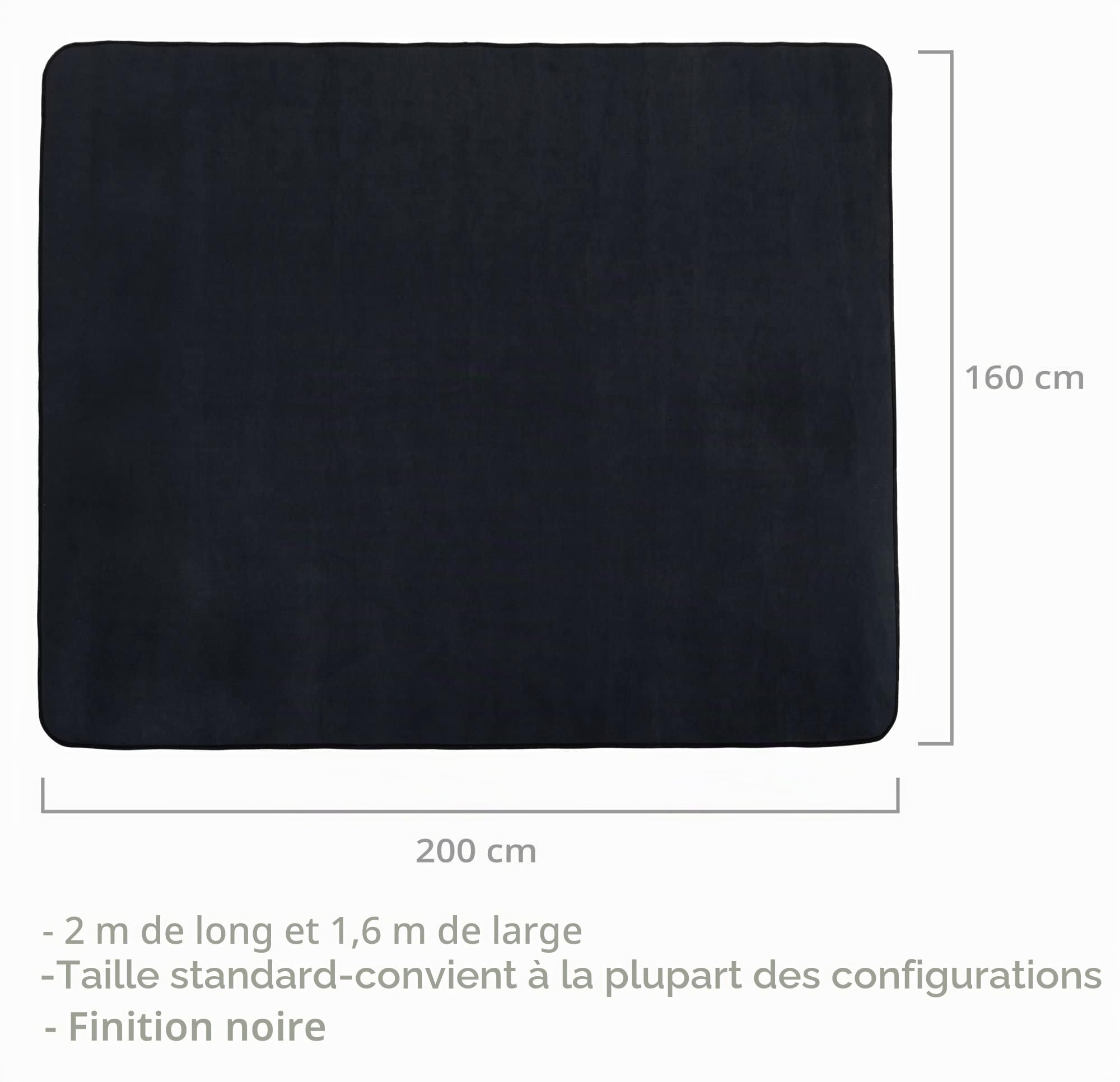 Stagecaptain DTB-1620 BK Tapis de Batterie Noir - Tapis de Batterie Moyen - 160 x 200 cm - Surface Tissée Serrée - Dessous Antidérapant - avec Bande Auto-Agrippante - Housse de Transport - Noir