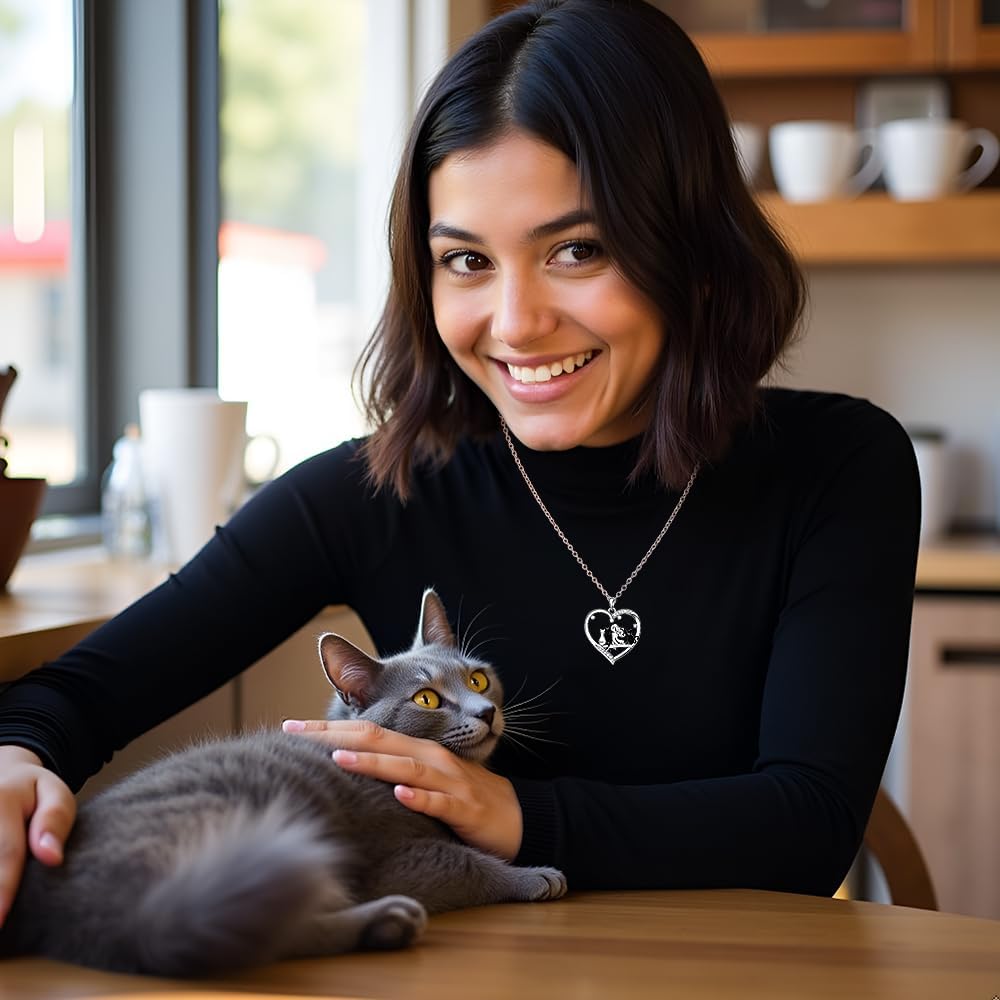 Black Cat Necklace for Women Sterling Silver Cat Necklaces Heart Jewelry Charm Elegant Pendant Gifts Adjustable - Image 9