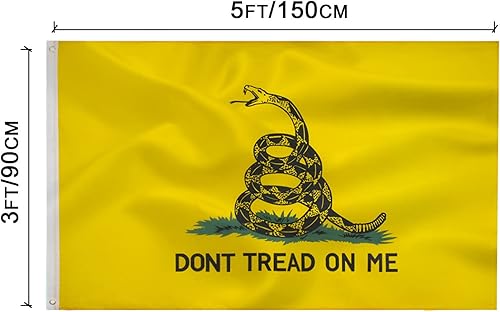 Miniatura 2 de Bandera Dont Tread on Me de 3 x 5 pies, bandera Gadsden para interiores y exteriores, poliéster de calidad con bordes de doble costura de colores