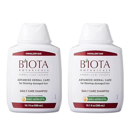 B'iota Botanicals, Herbal Care Experts, Shampoo para el cuidado diario para cabello delgado normal/seco, 10.1 oz, paquete de de 2