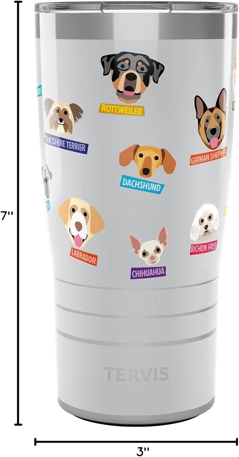 Tervis Triple Walled Flat Art Dogs Insulated Tumbler Cup Keeps Drinks Cold & Hot, 20oz, Stainless Steel - Image 9