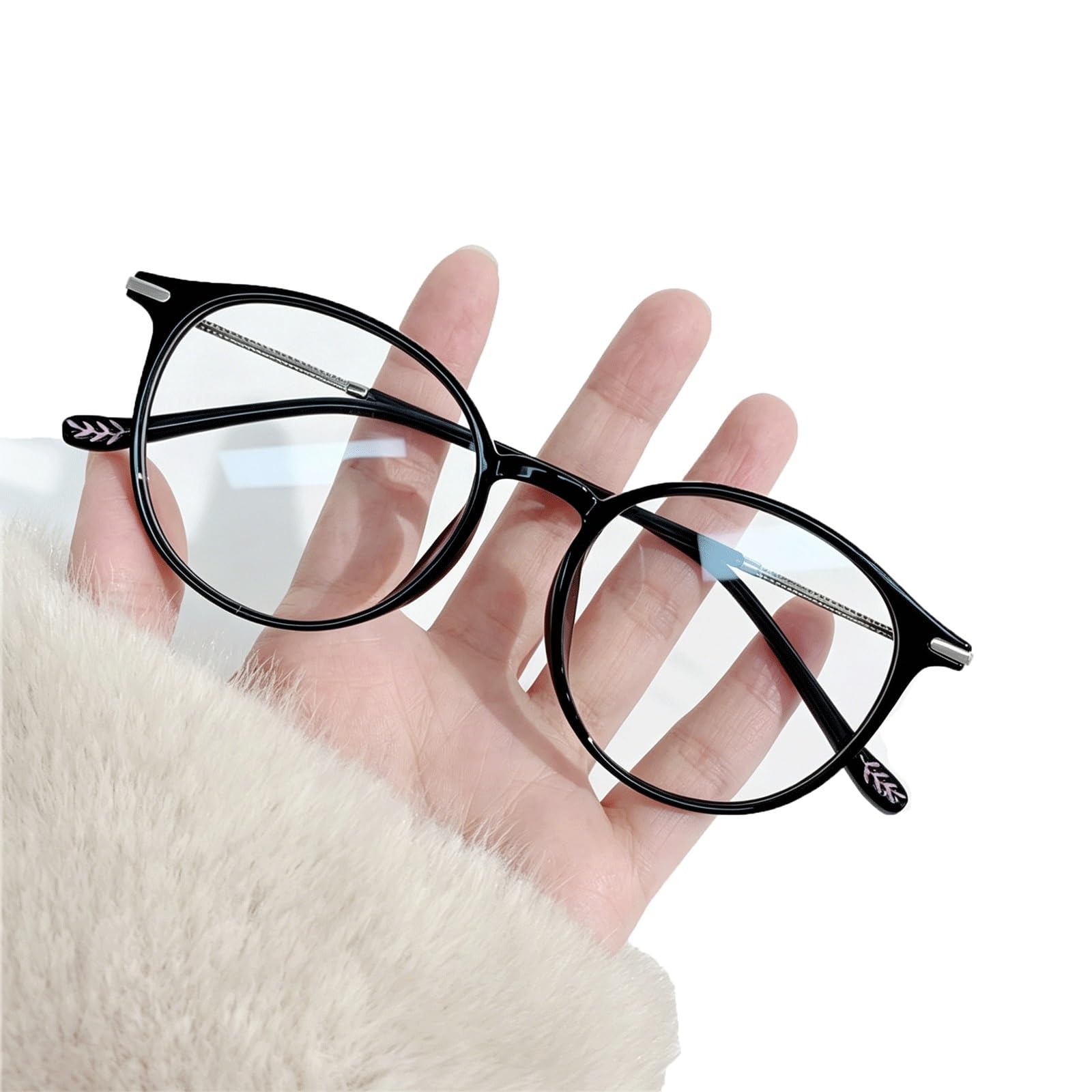 KLJUddGY Round Eyewear Frames Blue Light Spectacles for Computer Full Rim Non Prescription Eyeglasses with Nose Pads Ultralight Decor(Silver)