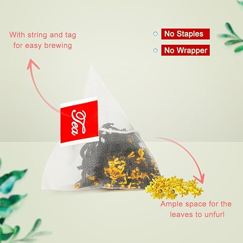 Miniatura 4 de Osmanthus - Té negro de hojas sueltas prémium con osmanthus seco, 1 paquete, 30 bolsas de té sin blanquear, (0.11 ozbolsa) - Té caliente o té