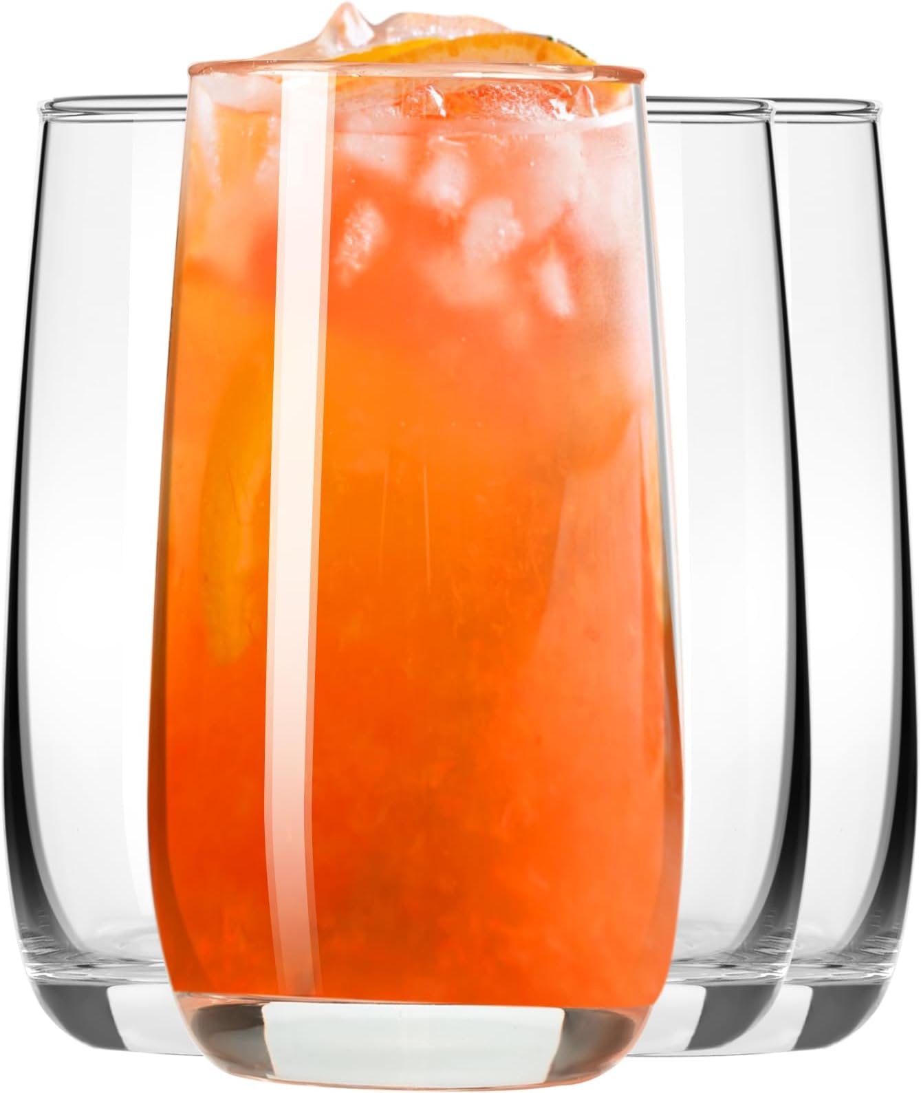 Highball Glasses Set of 4, Drinking Glasses 12 Oz, Clear Glass Cups, Tall Tumbler Water Glasses, Glassware Set for Cocktail, Coffee, Mojitos