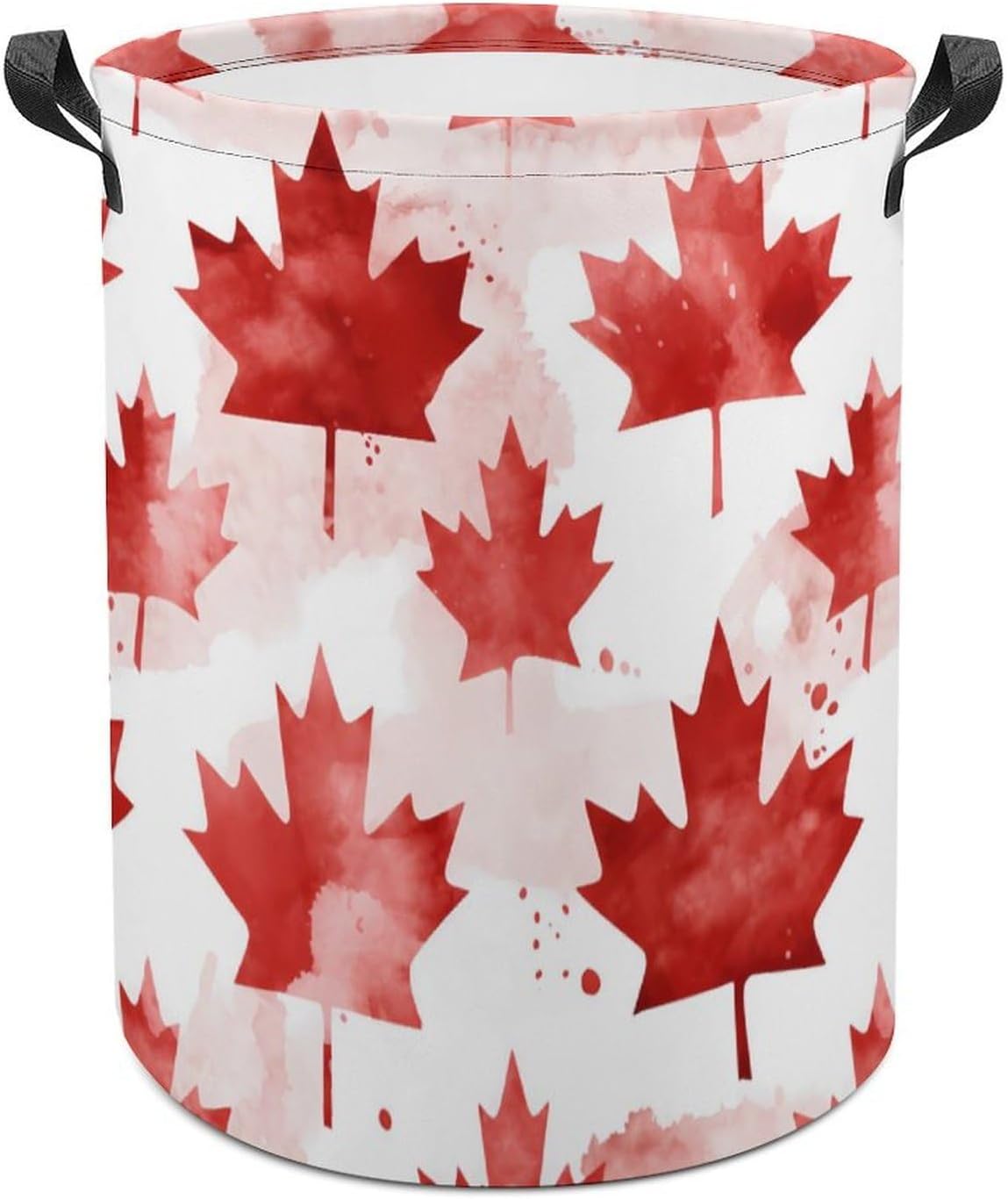 Canada Flag Watercolor Novelty Collapsible Laundry Baskets Waterproof Clothes Hamper Storage Bins with Handles 13.8"x13.8"x17.3" 17.3"x17.3"x17.3"