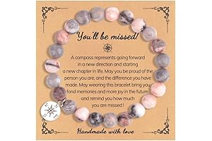 Coworker Leaving Gifts - Retirement Bracelet for Women, Inspirational Compass Farewell Natural...