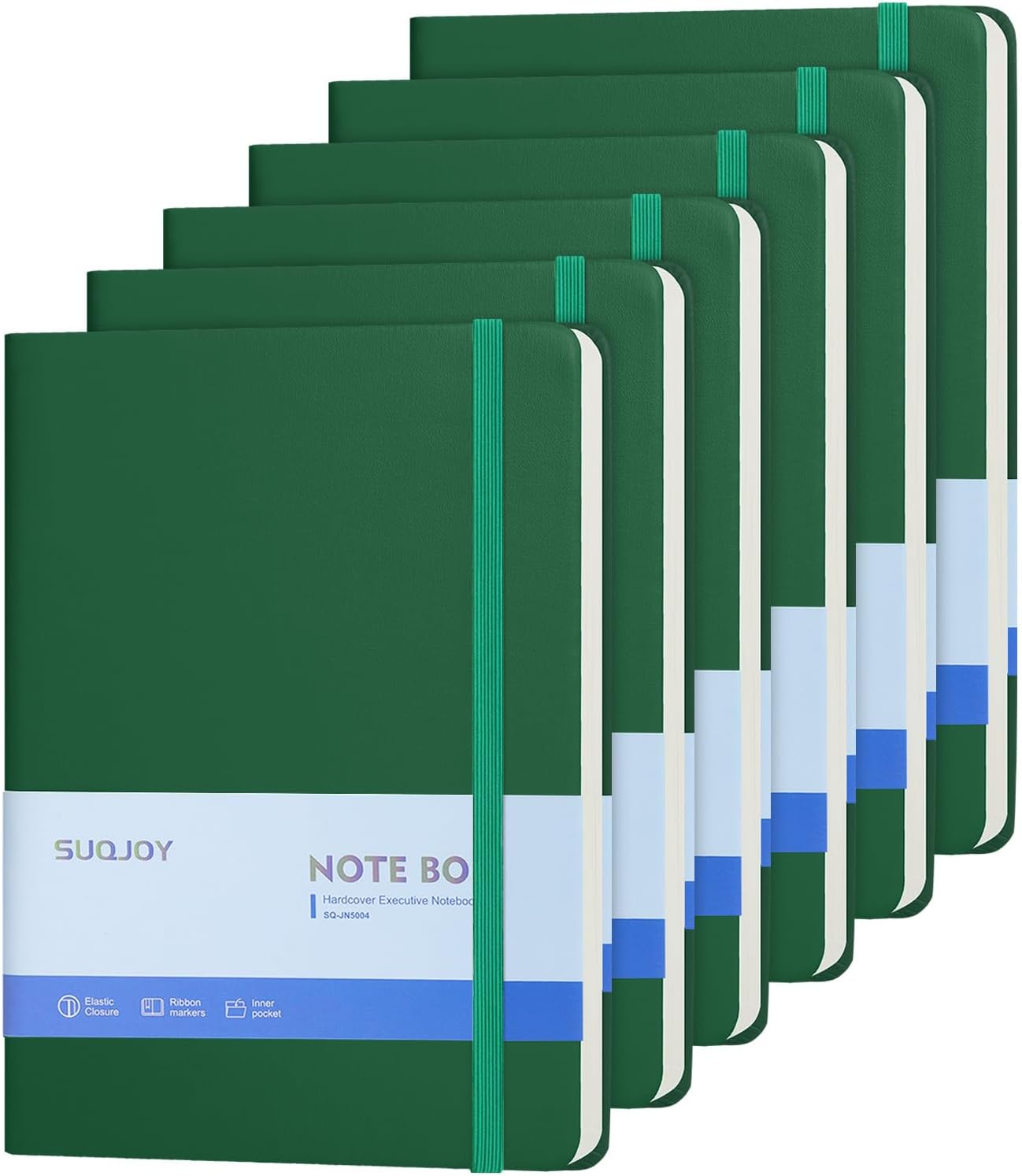 SUQJOY Lined Journal Notebooks, 4 Pack 160 Pages, 5.5x 8.2-Inch Journals for Women Men, Hardcover Notebook with 100 gsm Thick Paper, A5 Size College Ruled Notebook for Writing/Travel/Work (Black-4 Pack)