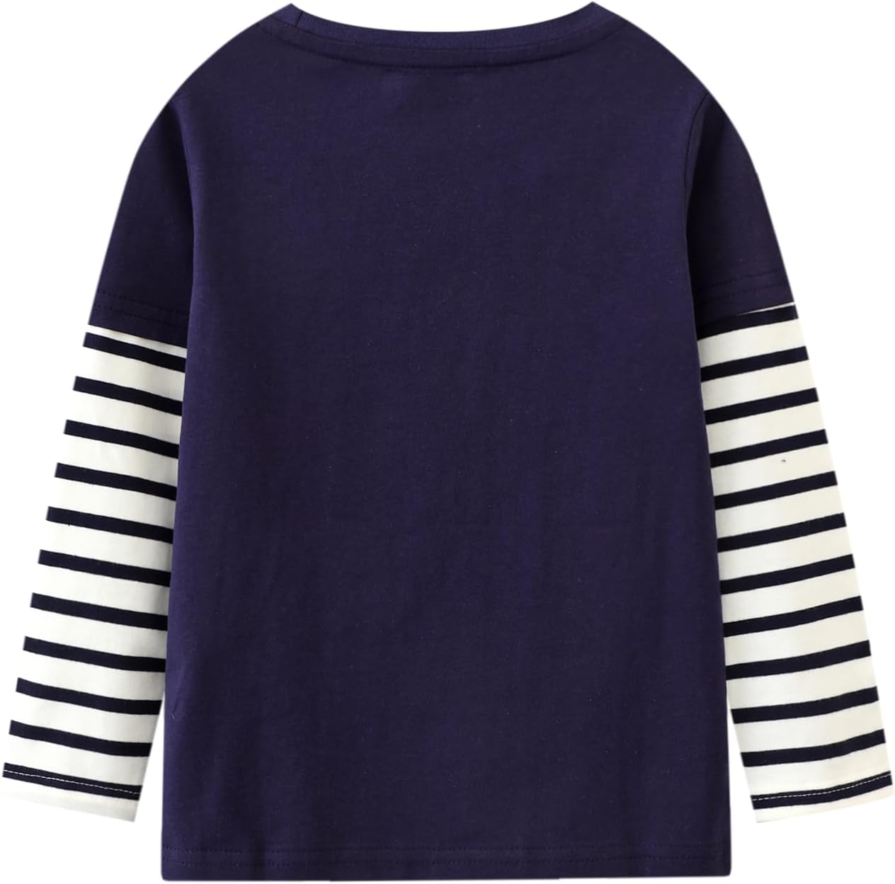 Toddler Baby Boy Embroidered Graphic Long Sleeve T-Shirt Excavator Tops Kids Striped Tees for 2-7T - Image 4