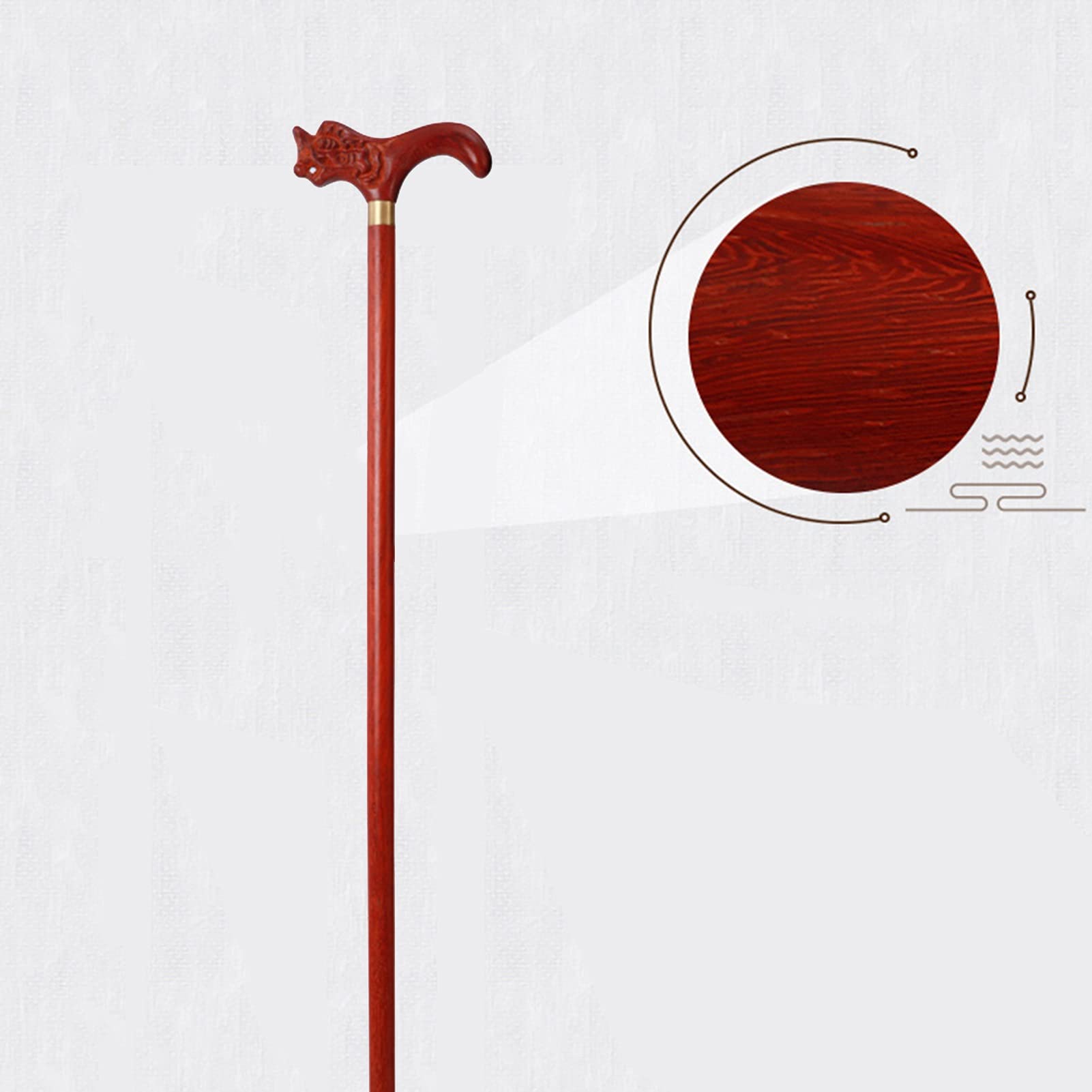 Drewniana laska do laski, laski do kobiet i mężczyzn, ergonomiczne uchwyty uchwytu laski, stado antypoślizgowe stałe, pomoce chodzące dla osób starszych (Size : 90cm)