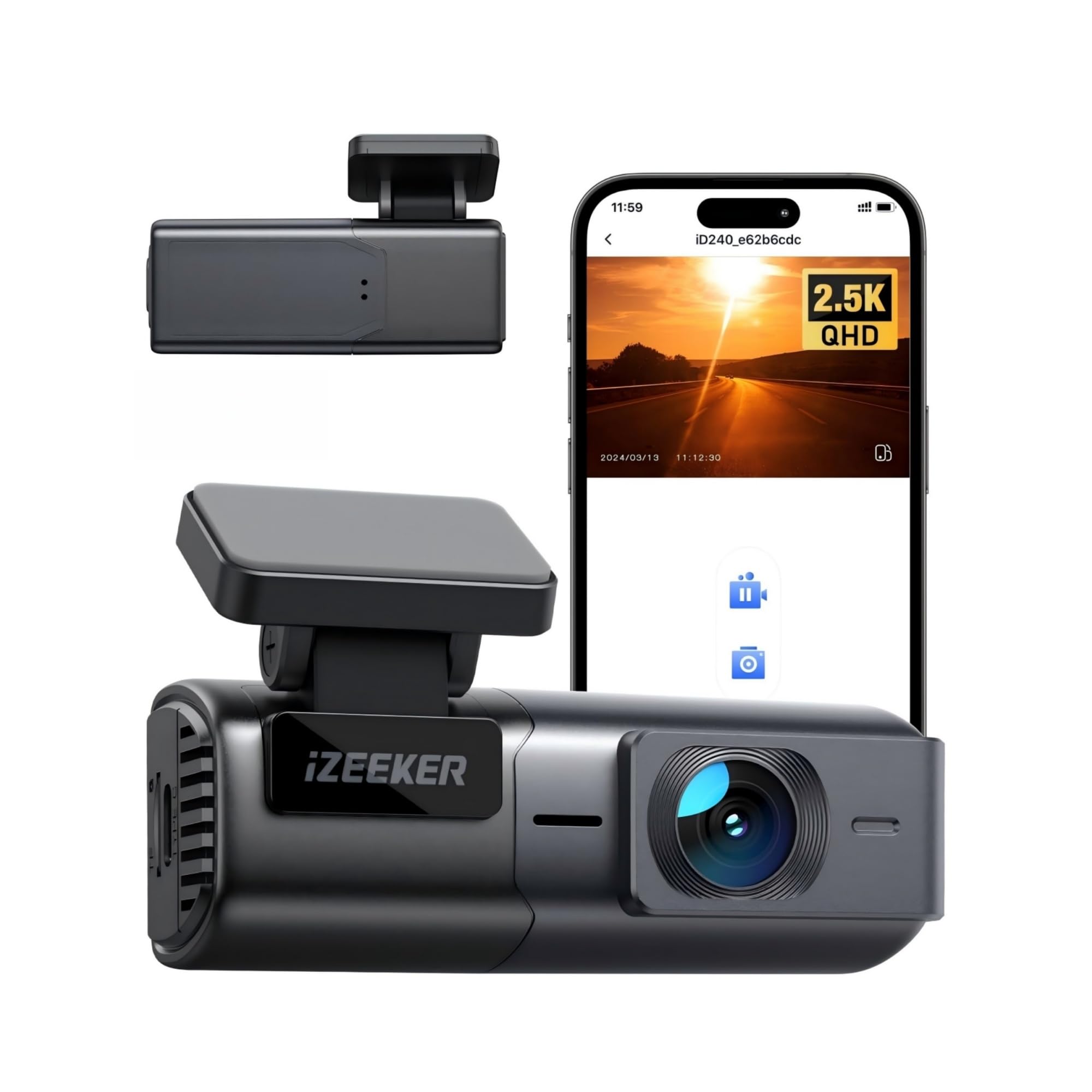iZEEKER 2.5K Dash Cam WiFi Dash Camera for Cars, Mini Car Camera 1440P Front Dashcams with App, Free 32GB Card, Night Vision, WDR, G-Sensor, Loop Recording, 24H Parking Mode Supports
