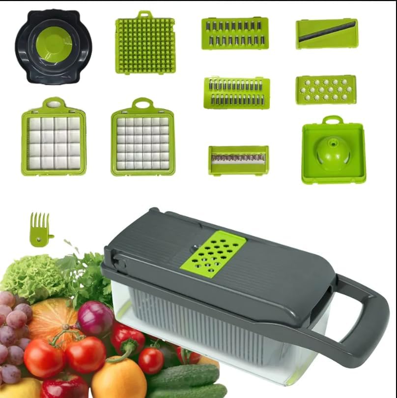 Miniatura 3 de M&G Supply Co. Picador de verduras 16 en 1, cortador de alimentos juliana, picador manual de verduras, herramienta de cocina para cortar legumbres,