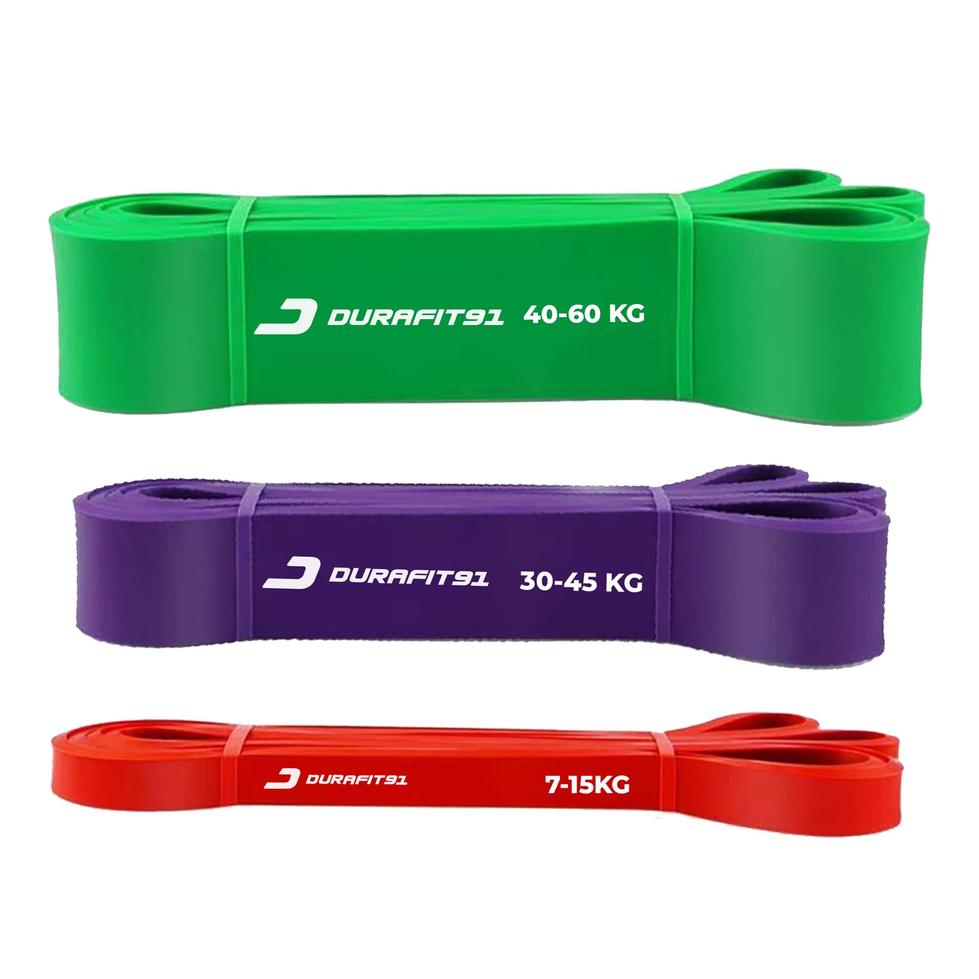 Durafit91 Natural Latex Resistance Bands Set of 3 – Green, Purple & Red Pull-Up Assist Bands for Strength Training & Home Gym-image-14
