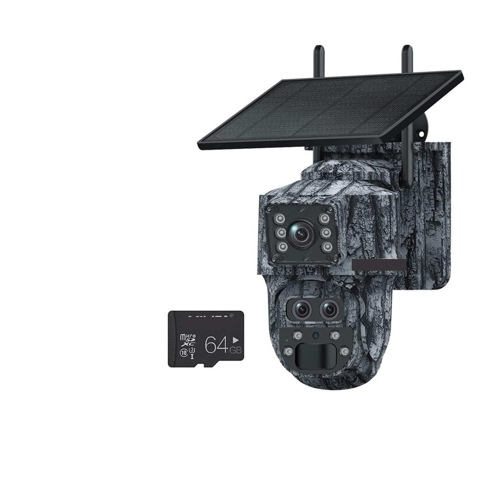 Oshpmbdlyfj 12Mp Wifi 64Gb Solar Camera Outdoor 12Mp 6K Dual Screen Wifi / 4G Sim Monitor Ip66 Pir Human Detection Security Camera Camouflage Forest(12Mp Wifi 64Gb)