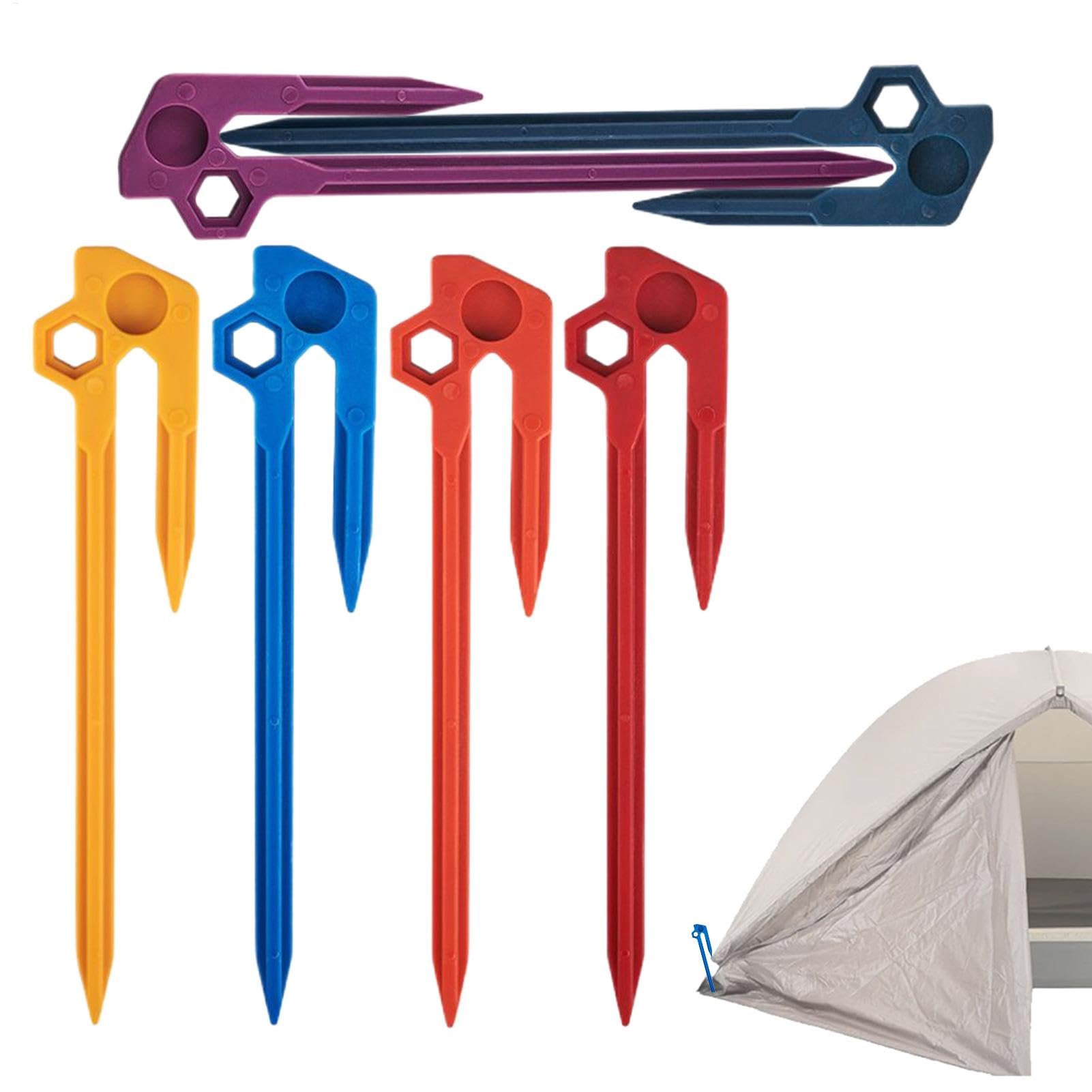 Estacas para tienda de campaña seguras contra el viento para acampar en familia
