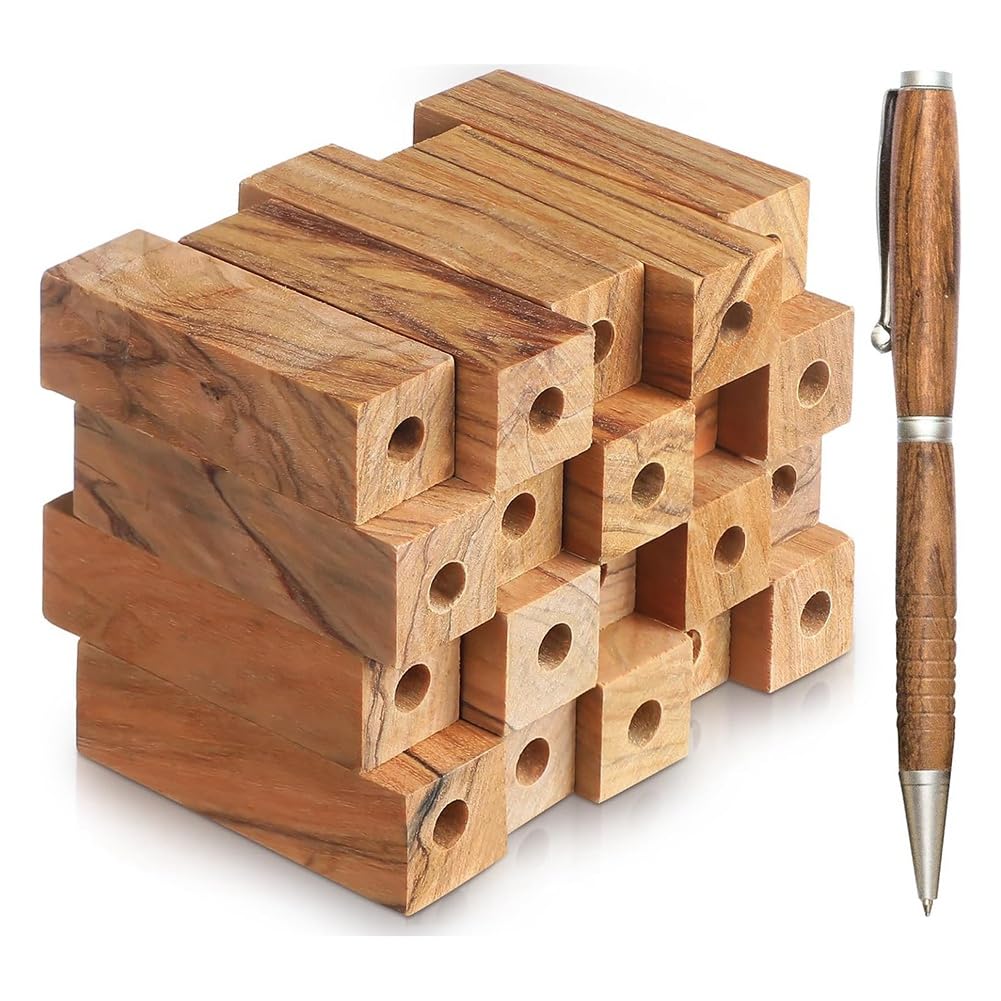 20 Stück Vorgebohrte 7 mm Olivenholz-Stiftrohlinge zum Drechseln, Stiftdrehset für Stiftherstellungsbedarf, 2 1/2 X 3/4 X 3/4