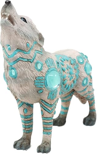 Miniatura 4 de Ebros Gift Colección de figuras espirituales de tótem de lobo aullador nativo tribal 6.25 pulgadas de largo (cielo turquesa indio)
