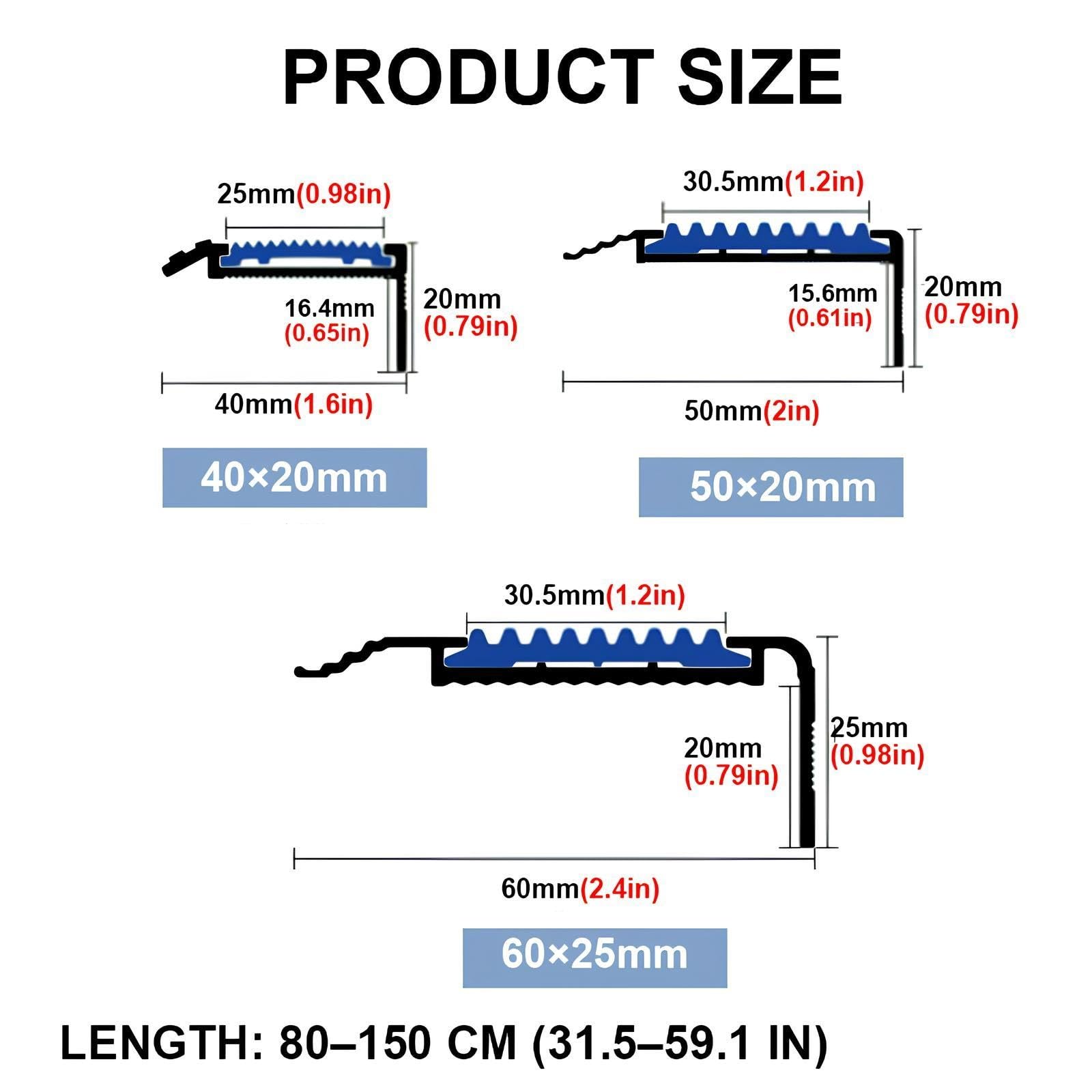 80-150CM Perfil De Borde De Escalera De Aluminio Para Exteriore E Interiore