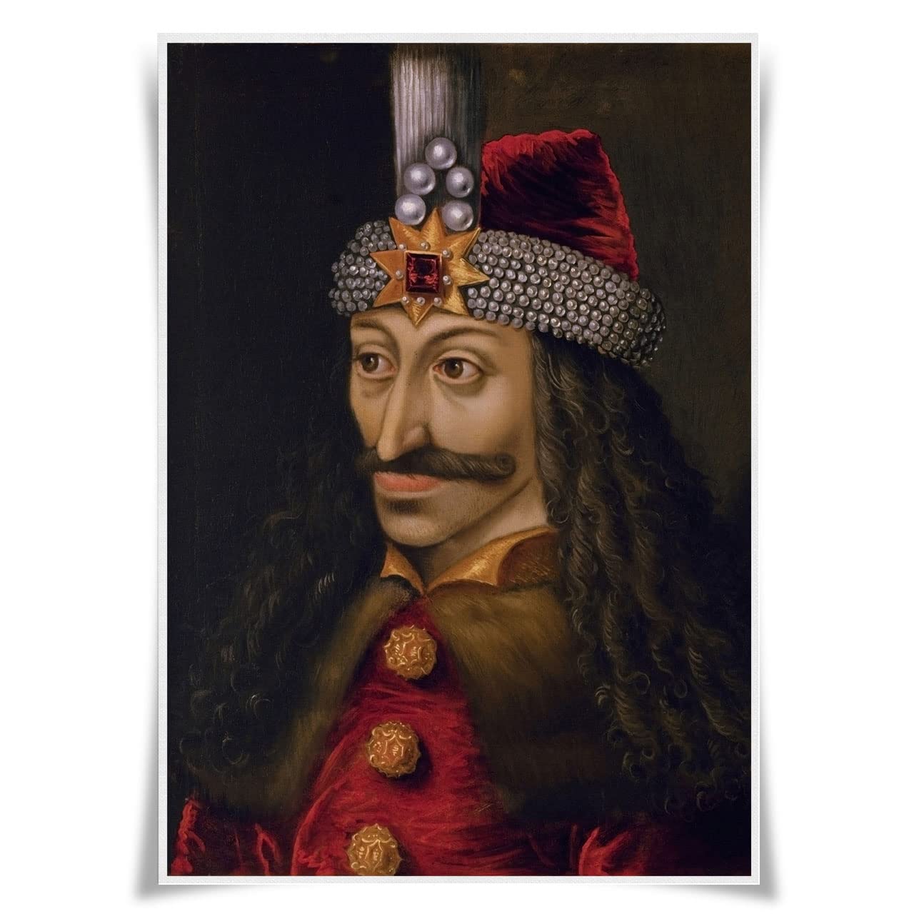 Nice Captain Portrait of 99 Great Kings, Queens and Rulers of the World Poster Fabric Material Print Fine Art Decor (Vlad the Impaler)