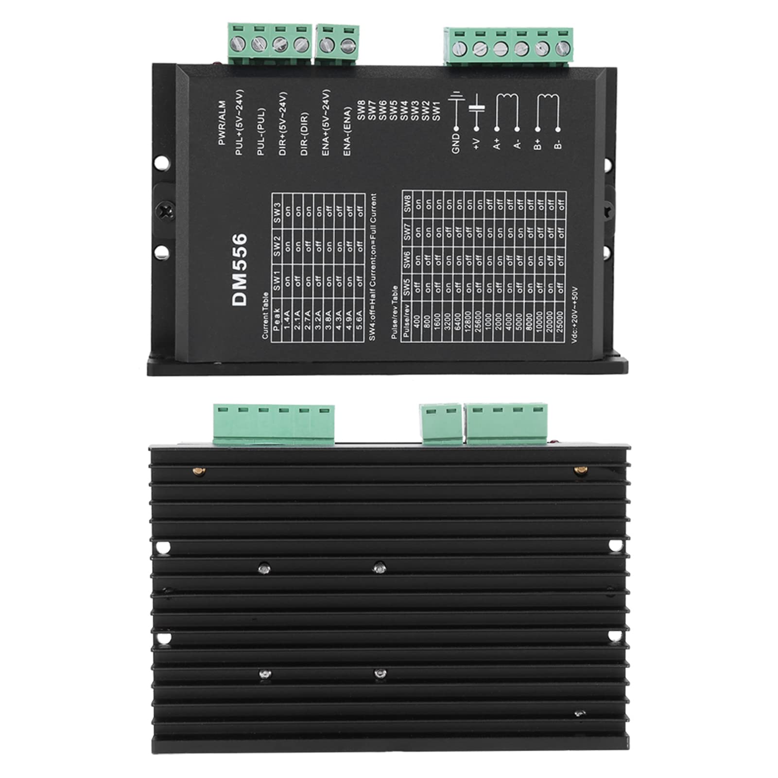 Driver Motore Passo Passo, Driver per Motore Passo-Passo DM556 CNC Driver Motore Passo-Passo Digitale DC 24V-50V 1.0A-5.6A, Bifase Controller Driver Motore Passo-Passo per Motore Passo-Passo 42/57