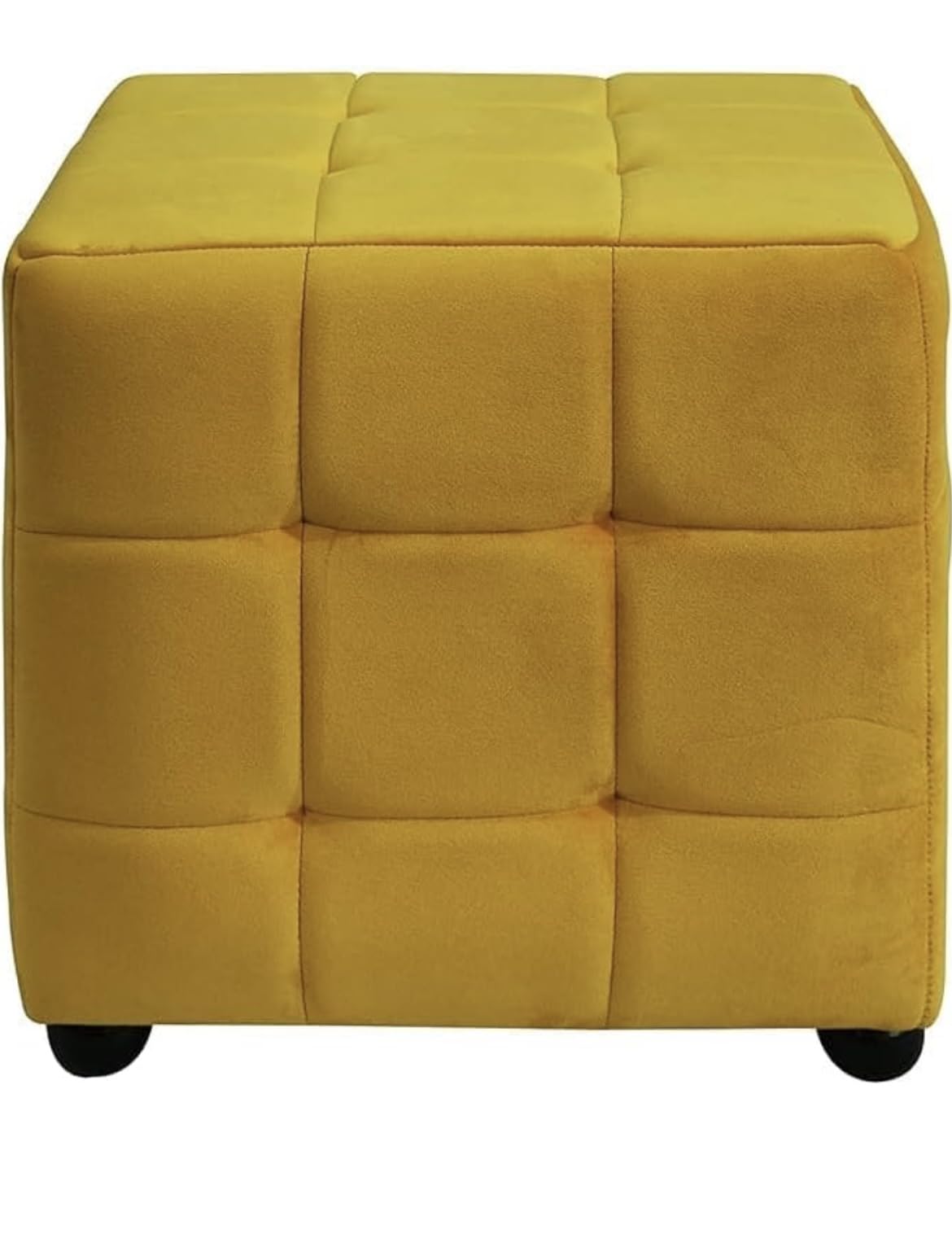 Access Craft Ottoman for Living Room - Cushioned Square Pouffe Stool (Yellow)-image-5