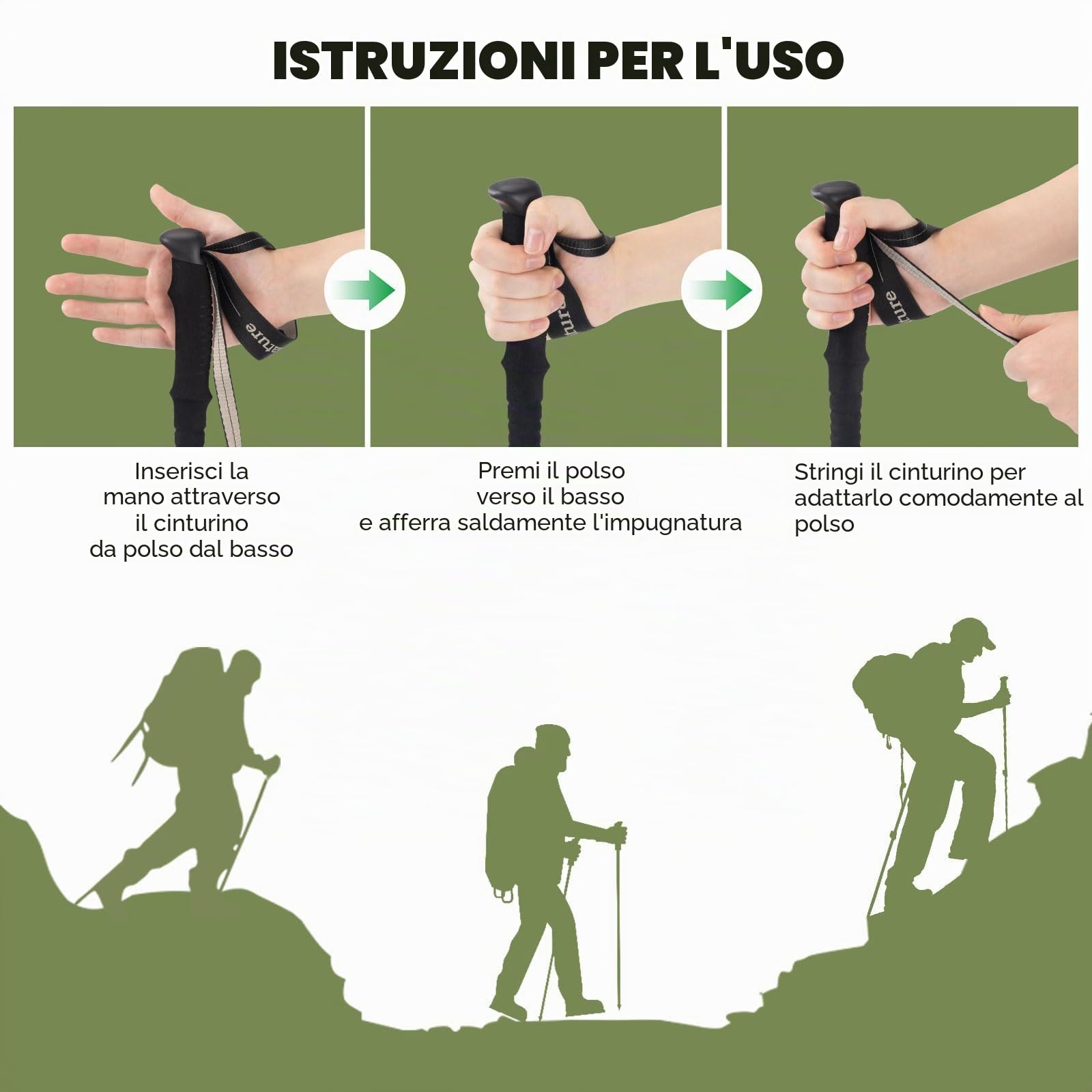 Bastoni da Trekking Pieghevoli, Bastoncini Trekking in 6061 Alluminio Telescopici 62-135cm Leggero con Manico in EVA, per Nordic Walking Montagna Escursioni Sci