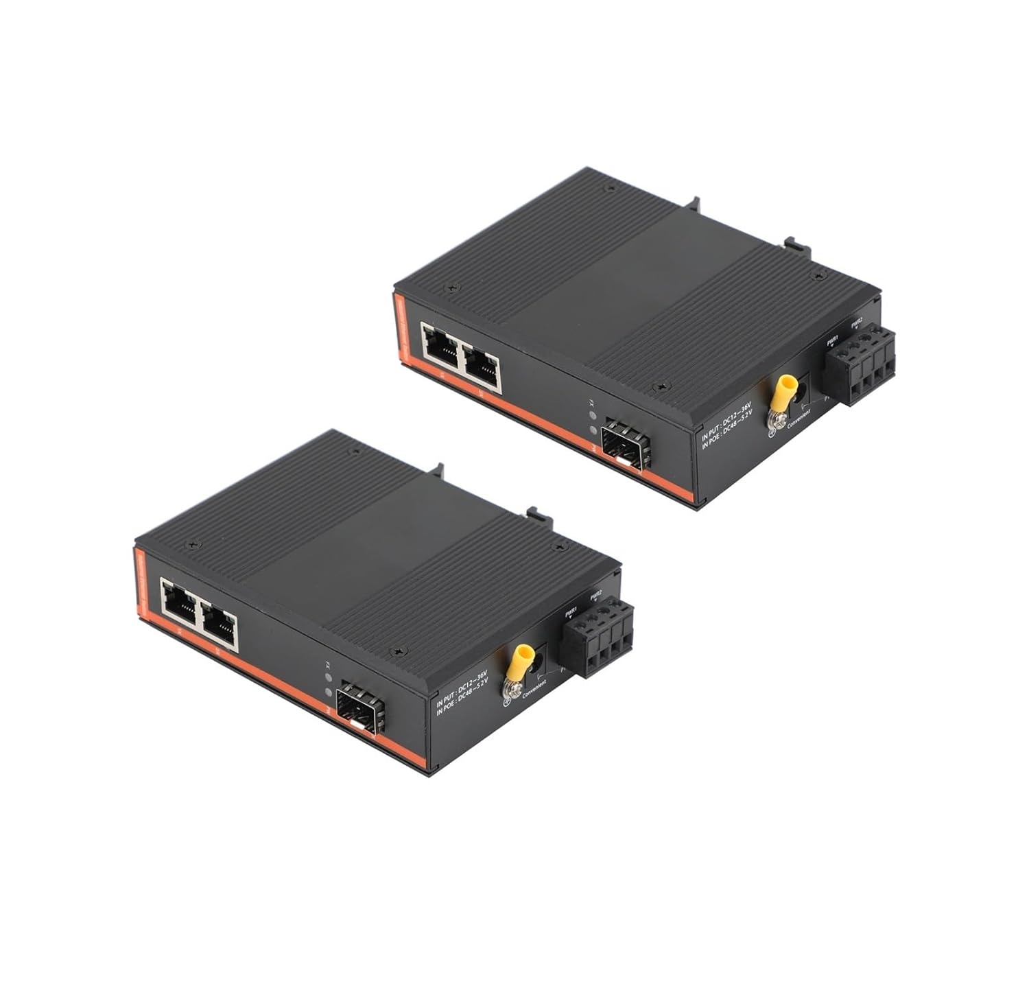 1PCS Gigabit SFP Industrial Media Converter 1 SFP to 2 RJ45 10/100/1000M(2PCS)