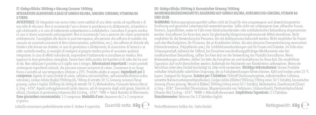 Ginkgo Biloba 3.000mg & Ginseng Coreano 1.000mg – Integratore Naturale ad Alta Potenza – 360 Compresse Vegane – Scorta per 4 Mesi – SimplySupplements