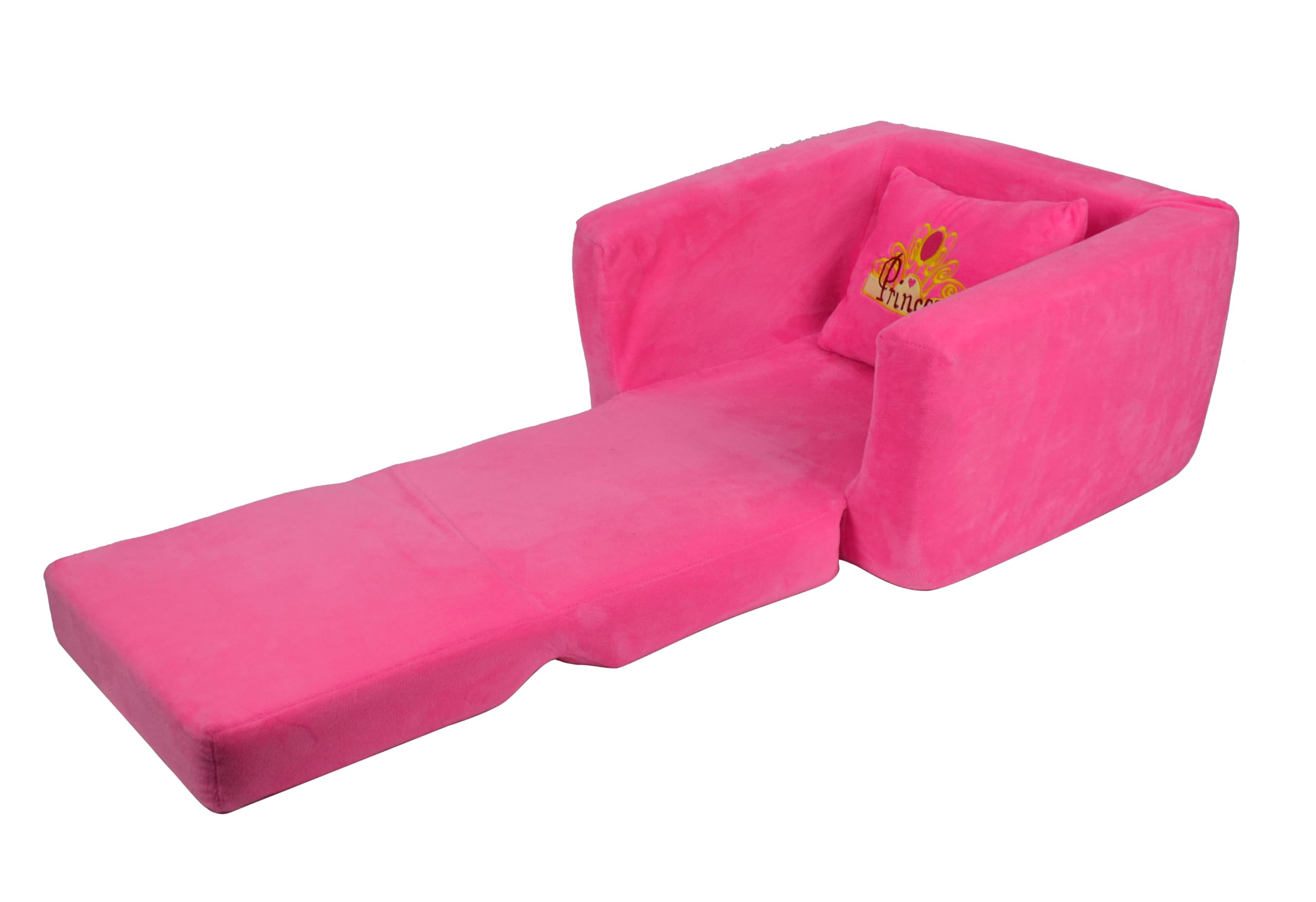 Mondial Toys Poltroncina Letto per Bambini Soffice Poltrona Rilassante Morbida in Peluche con Cuscino Rosa