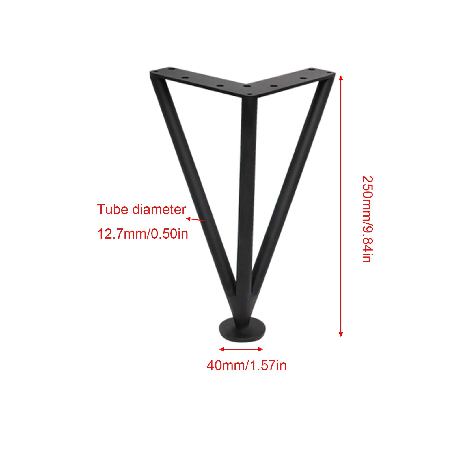 Patas Para Mueble de Metal, Patas Regulables de Sofá, Patas de Gabinete Dorados, Soporte Triangular,Con Tornillos de Montaje (250mm/9.84in,black)