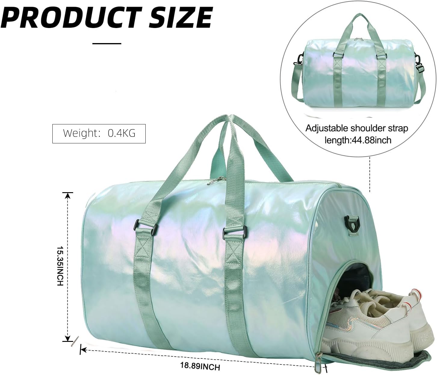 Yaopeing Gym Bag with Shoes Compartment,Sports Duffle Bag for Girls,Waterproof Travel Gym Tote Bags for Women,Green - Image 4