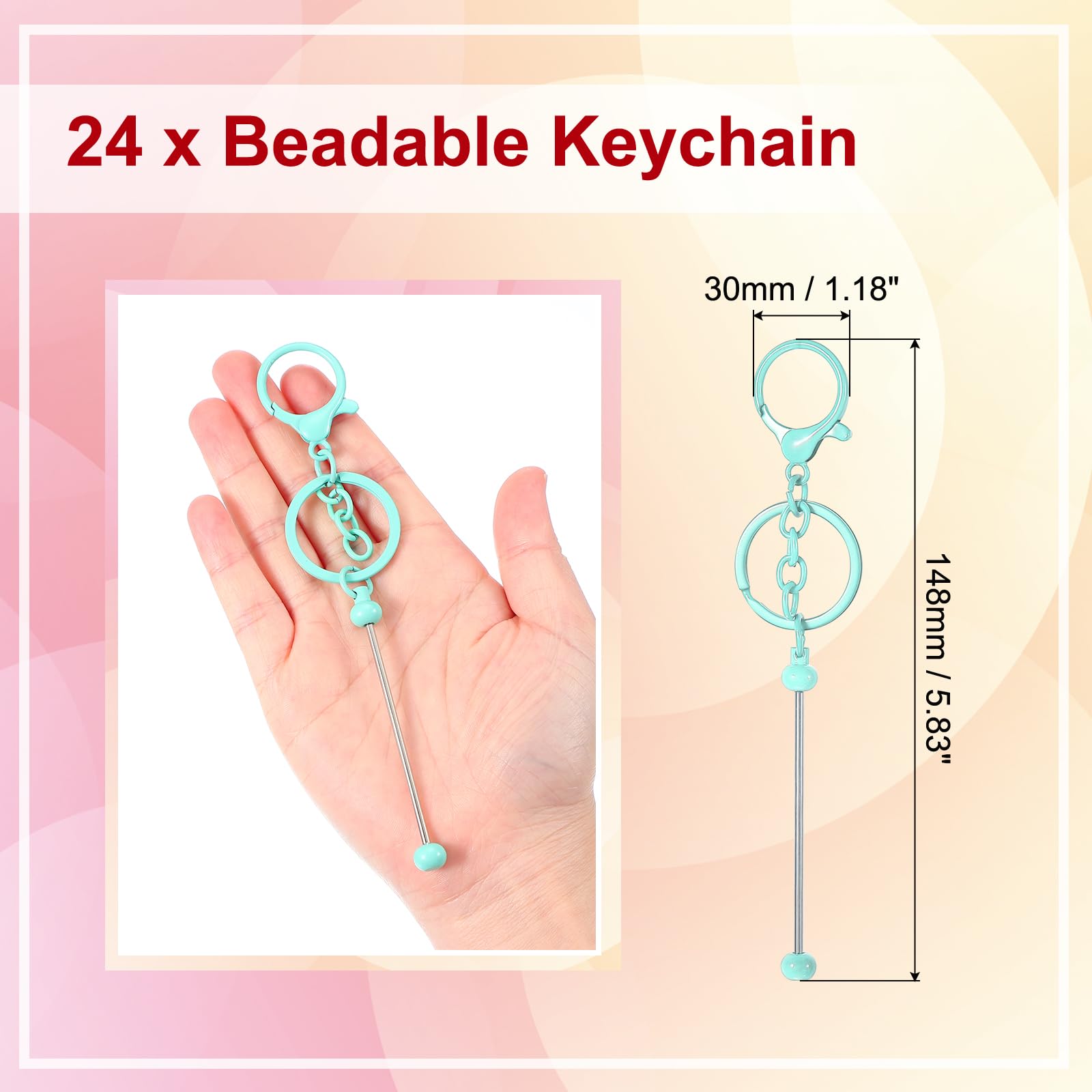PATIKIL 24 Pcs Beadable Keychains Bars - Image 2