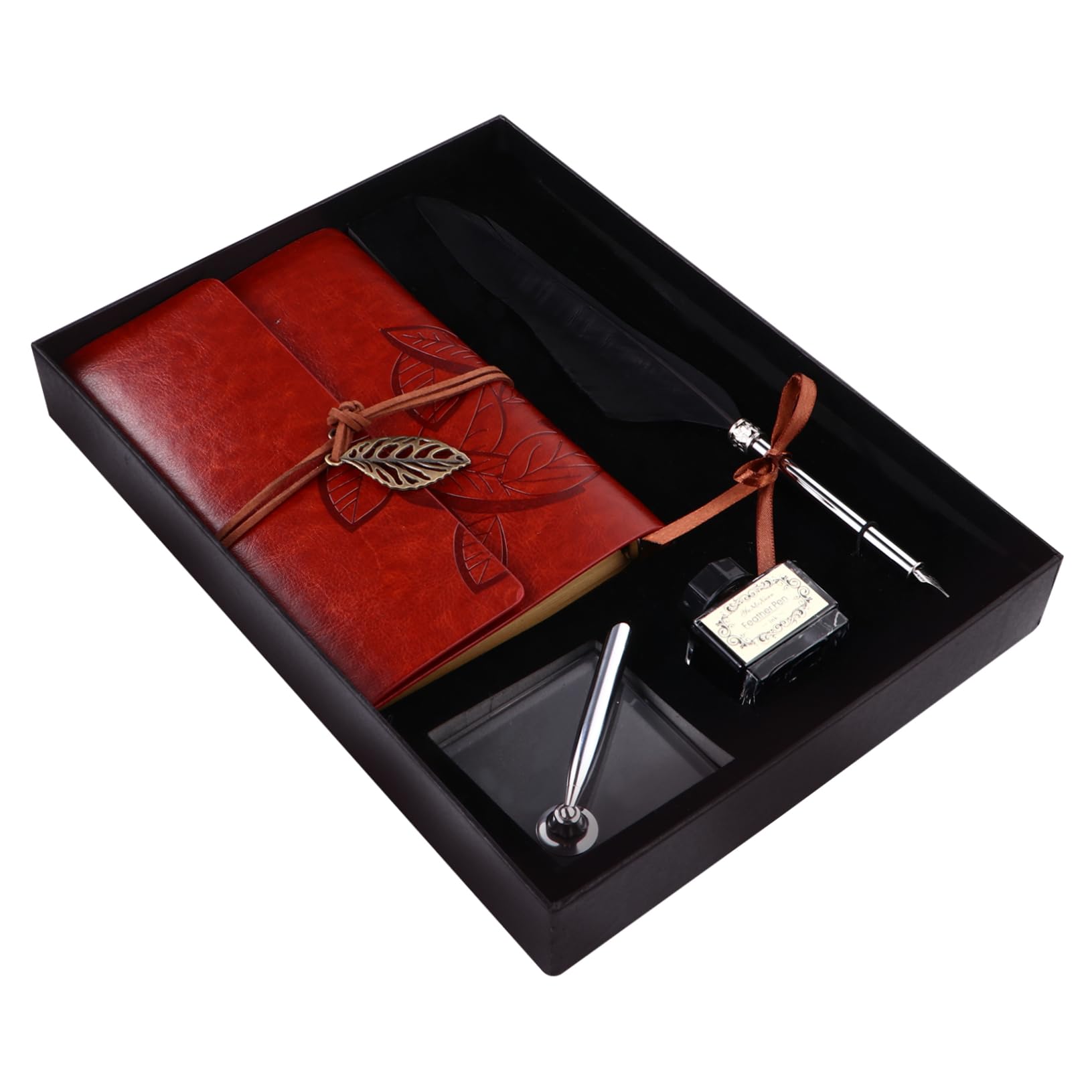 NUOBESTY Stylo à Plume Calligraphie 4 Pièces, Ensemble Carnet, Style Européen Rétro, Encre à Plume, Boîte Présent, pour Agenda et Présent