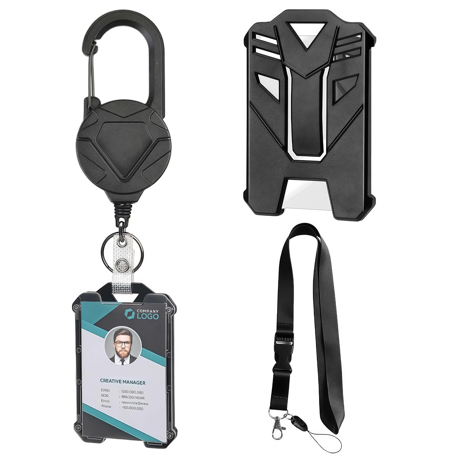 Heavy Duty Retractable Keychain,Badge Holder Retractable Clip,Tactical ID Card Holder,Credit Card Holder,Business Card Holder Detachable Lanyard Strap for Name Card for Men & Women (1)