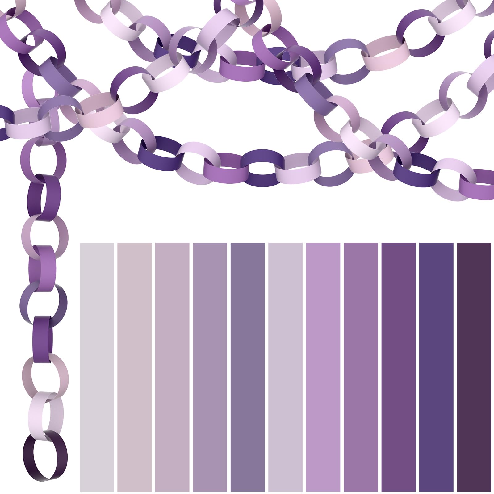 NACHLYNN 660 Pieces Paper Chains Garland Bright Colors Paper Strips for Classroom Home Party Decor (Purple)