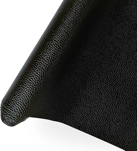 Miniatura 2 de JINR - Hojas de piel sintética en relieve de vinilo de lichi de color negro, 12 x 53 pulgadas, rollo de tela de piel sintética de 0.047 in de grosor